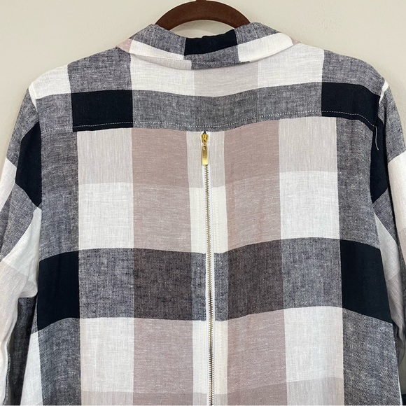 NWT Soft Surroundings Linen Blend Plaid Button Up Tunic Top Size Large - Picture 8 of 11